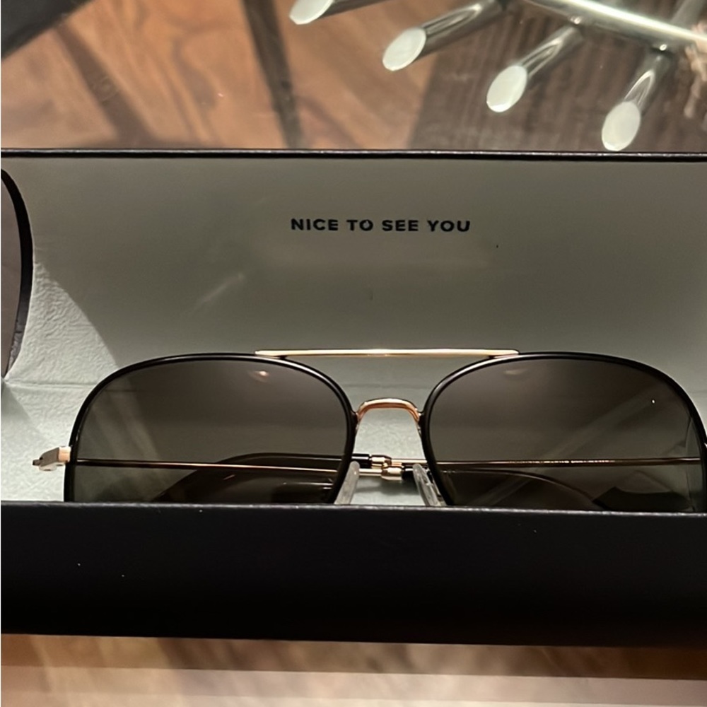 Warby Parker Raider Sunglasses Brushed Ink with Polished Gold